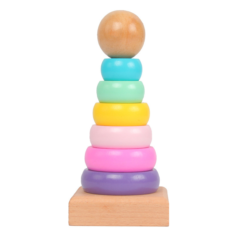 Kids Educational Songs - Children Rainbow Tower Ferrule Wooden Toy