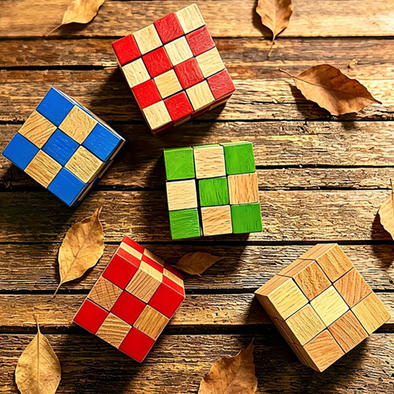 Kids Education Fun - Square Snake Cube Wooden Brain Teaser