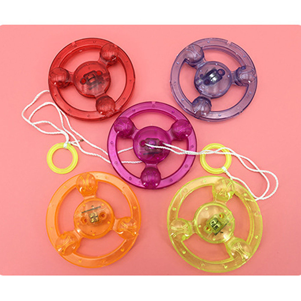 Kids Education Fun - 10Pcs Flashing Pull String Spinning Wheel