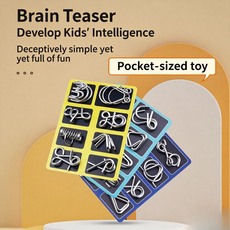 8 Pieces Metal Puzzle Set Clas - Brain Teaser Cube recension och pris