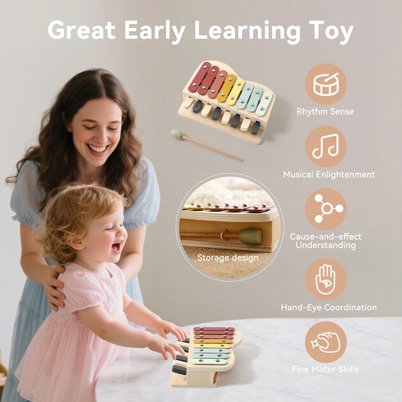 Montessori Wooden Piano Toy Co - Kids Education Learn Tv recension och pris