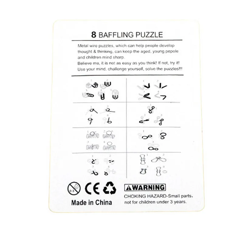 8PCS/Set Metal Montessori Wire - Brain Teaser Cube recension och pris