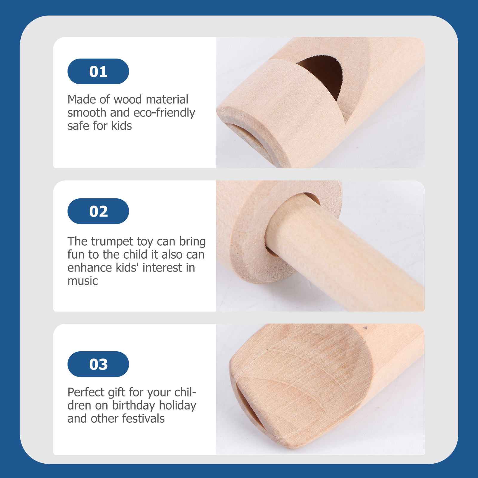 3Pcs Wooden Trumpet Whistles f - Kids Education Design recension och pris